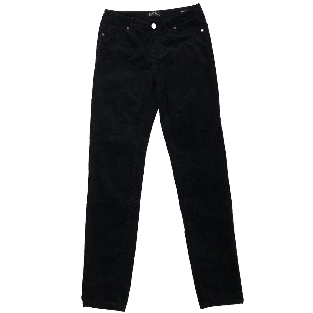 Buffalo David Bitton Pants Womens Size 4/27 Black Velvet Mid Rise Stretch Skinny